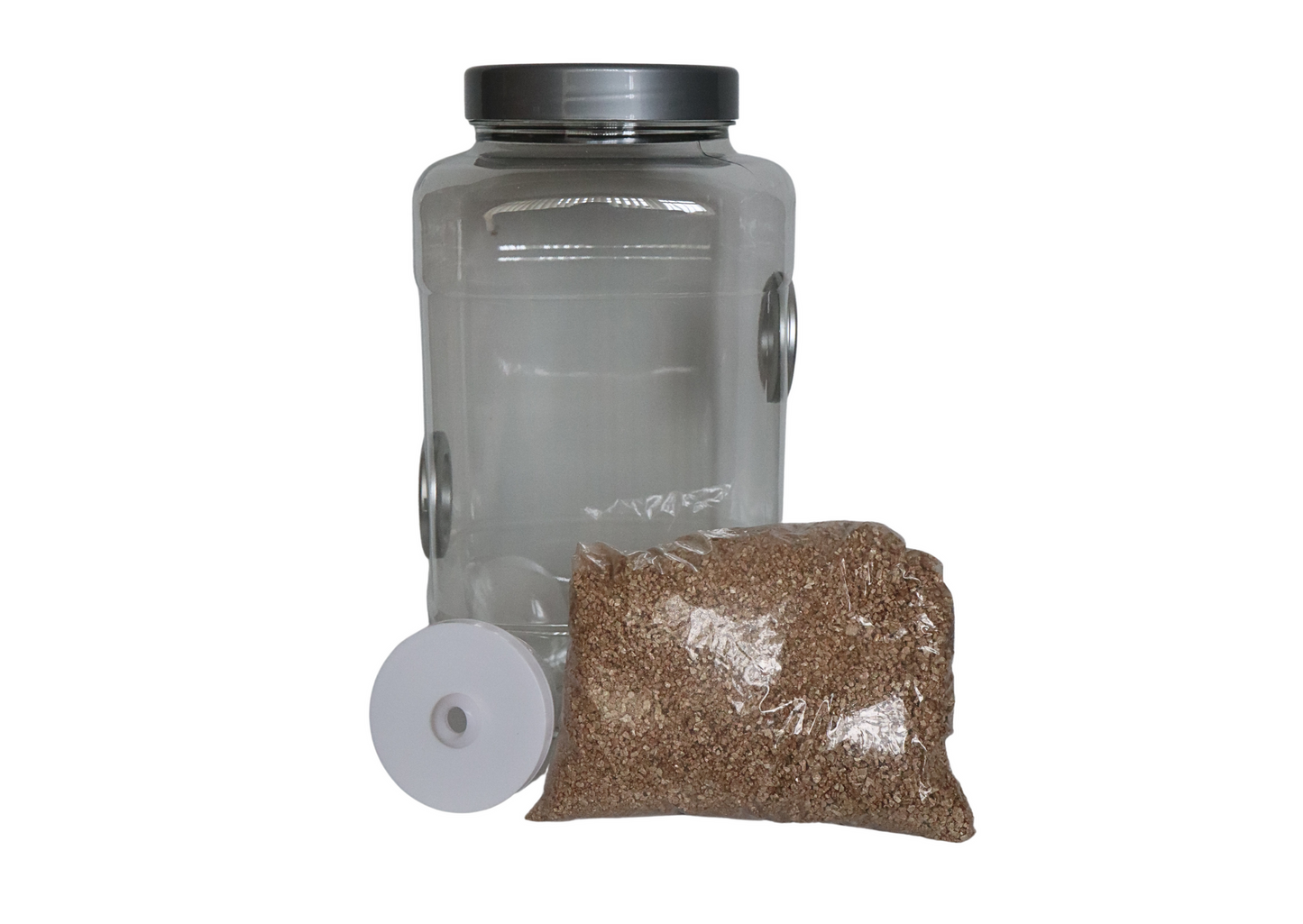 Square Round Style Insect Rearing Jar Twin Vented Coarse Mesh Silver Lid