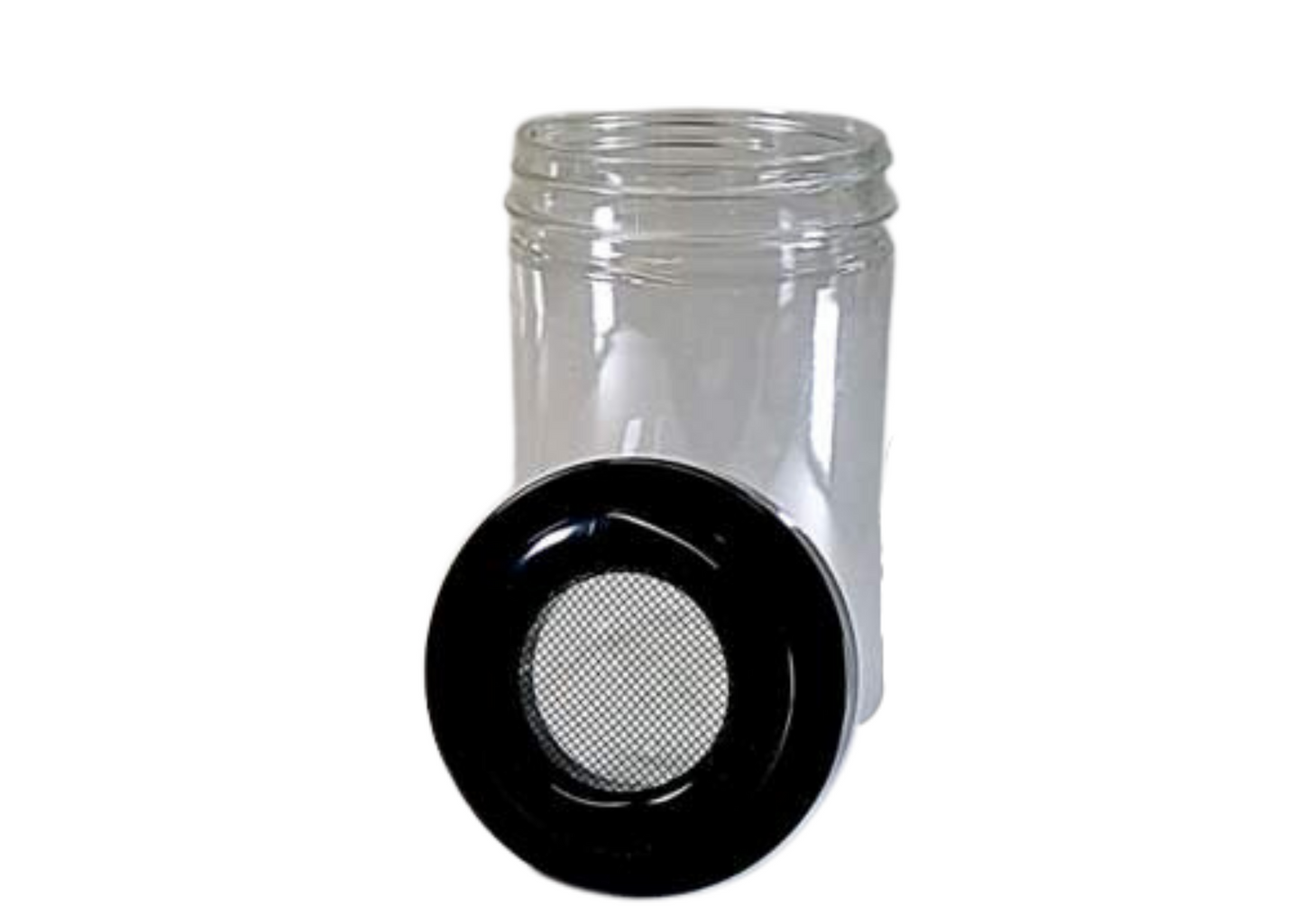Mini Insect Rearing Jar Large Coarse Mesh Vent Black Lid